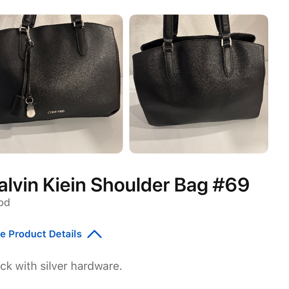 Calvin Klein Black and Silver Structured Shoulder Bag